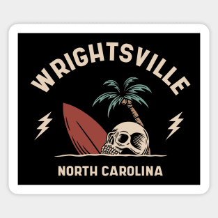 Vintage Surfing Wrightsville North Carolina // Retro Surf Skull Sticker